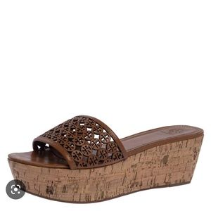 Tory Burch Logo Cork Wedges- Great Condition!